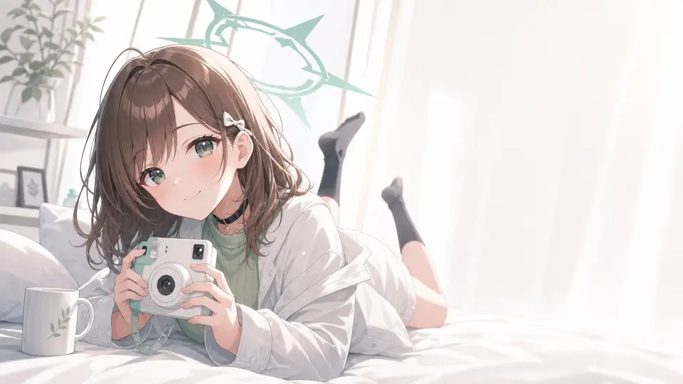 21-蔚蓝档案风-棕色相机少女 AI 生成作品预览
